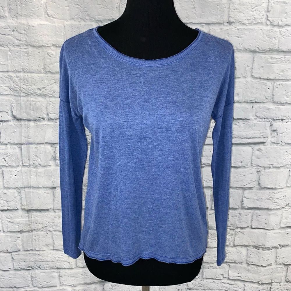 Aerie dropped shoulder scoopneck essential Longsleeve top blue sz XS women
